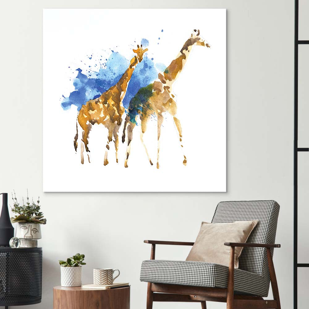 Watercolour Giraffe Glass Wall Art