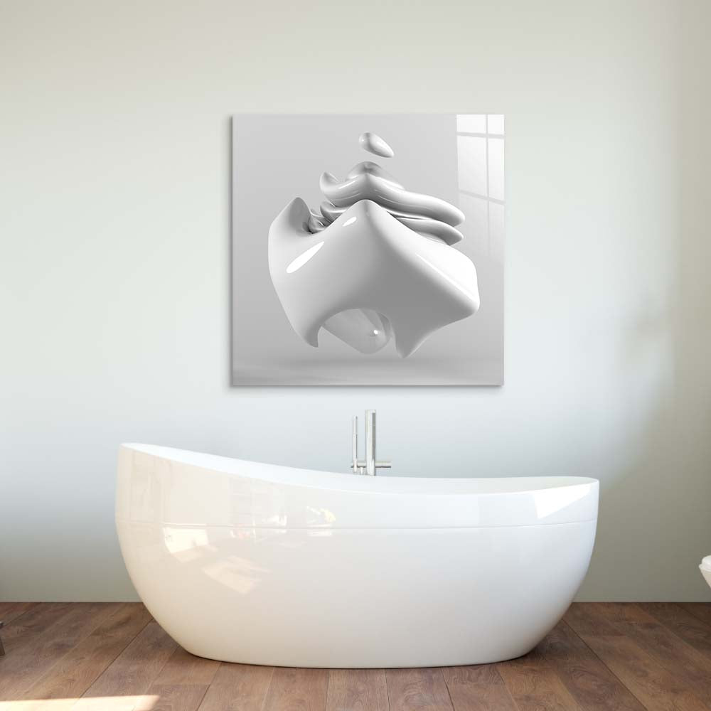 White Glossy Cube Glass Wall Art