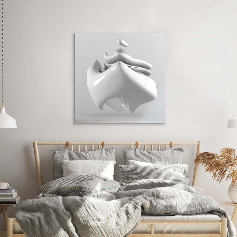 White Glossy Cube Glass Wall Art
