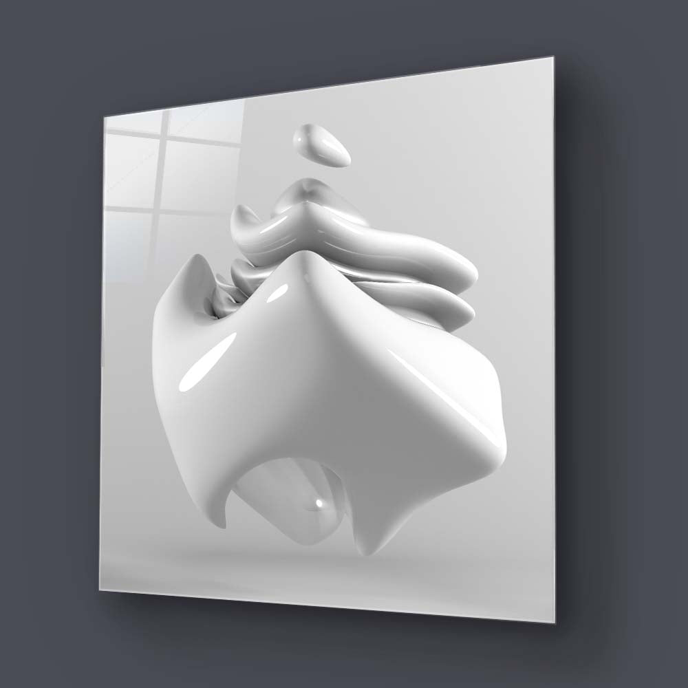 White Glossy Cube Glass Wall Art