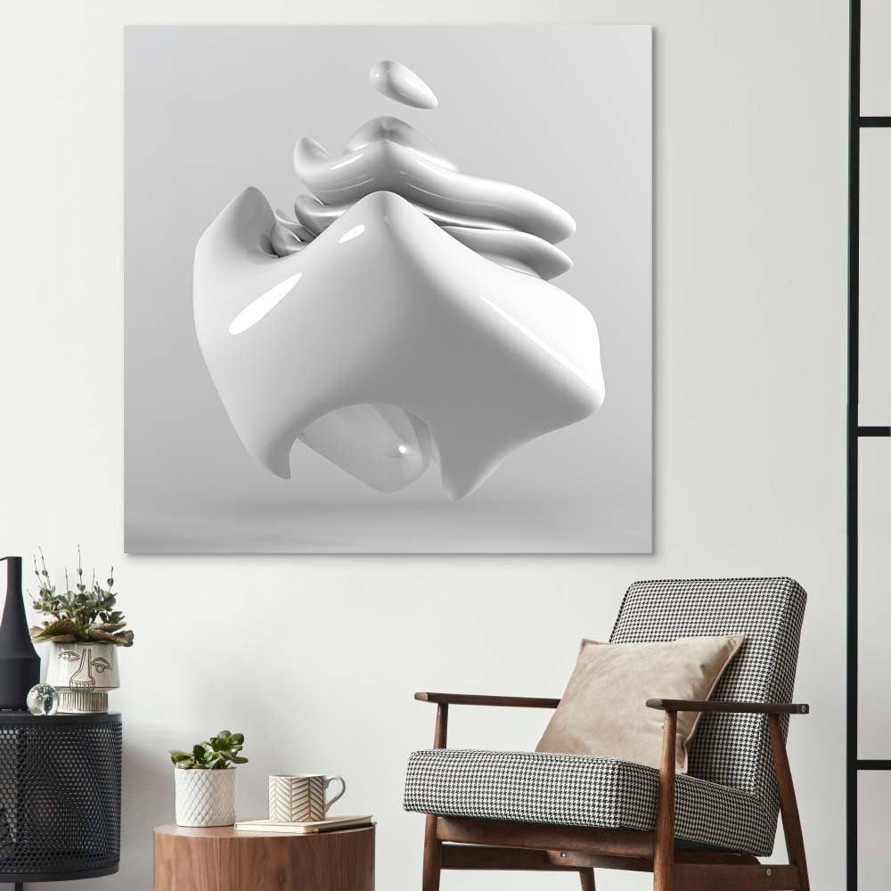 White Glossy Cube Glass Wall Art