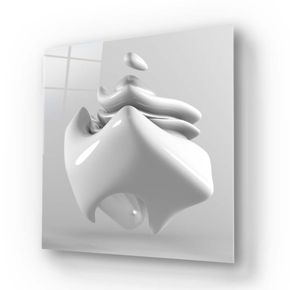 White Glossy Cube Glass Wall Art