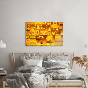 Yellow Musical Collage Glass Wall Art