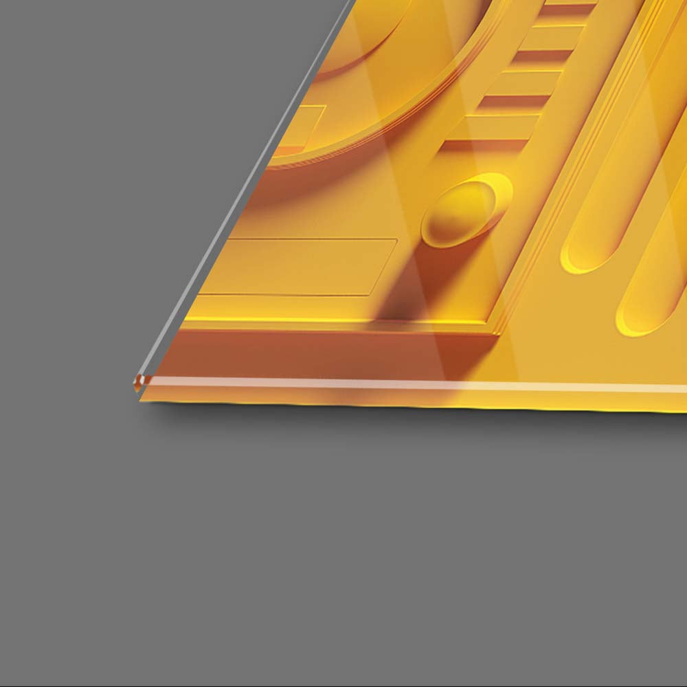 Yellow Musical Collage Glass Wall Art