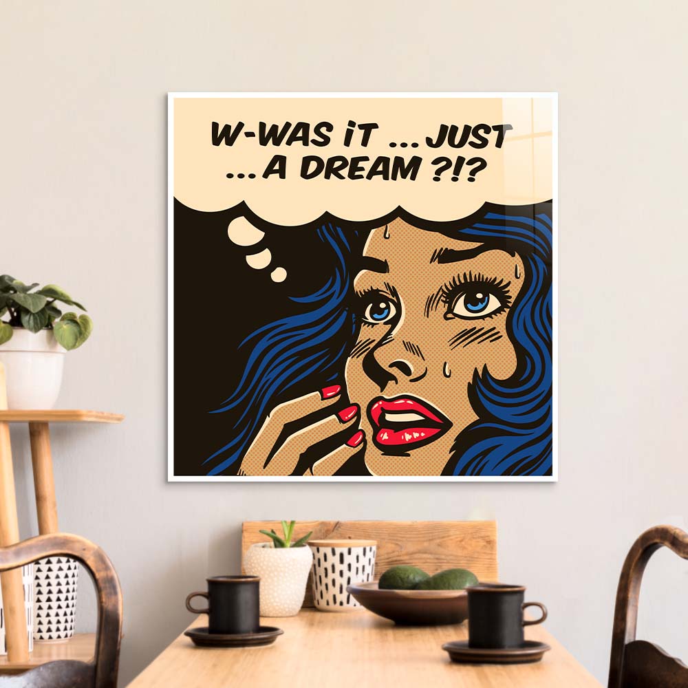 Dream Retro Girl Glass Wall Art