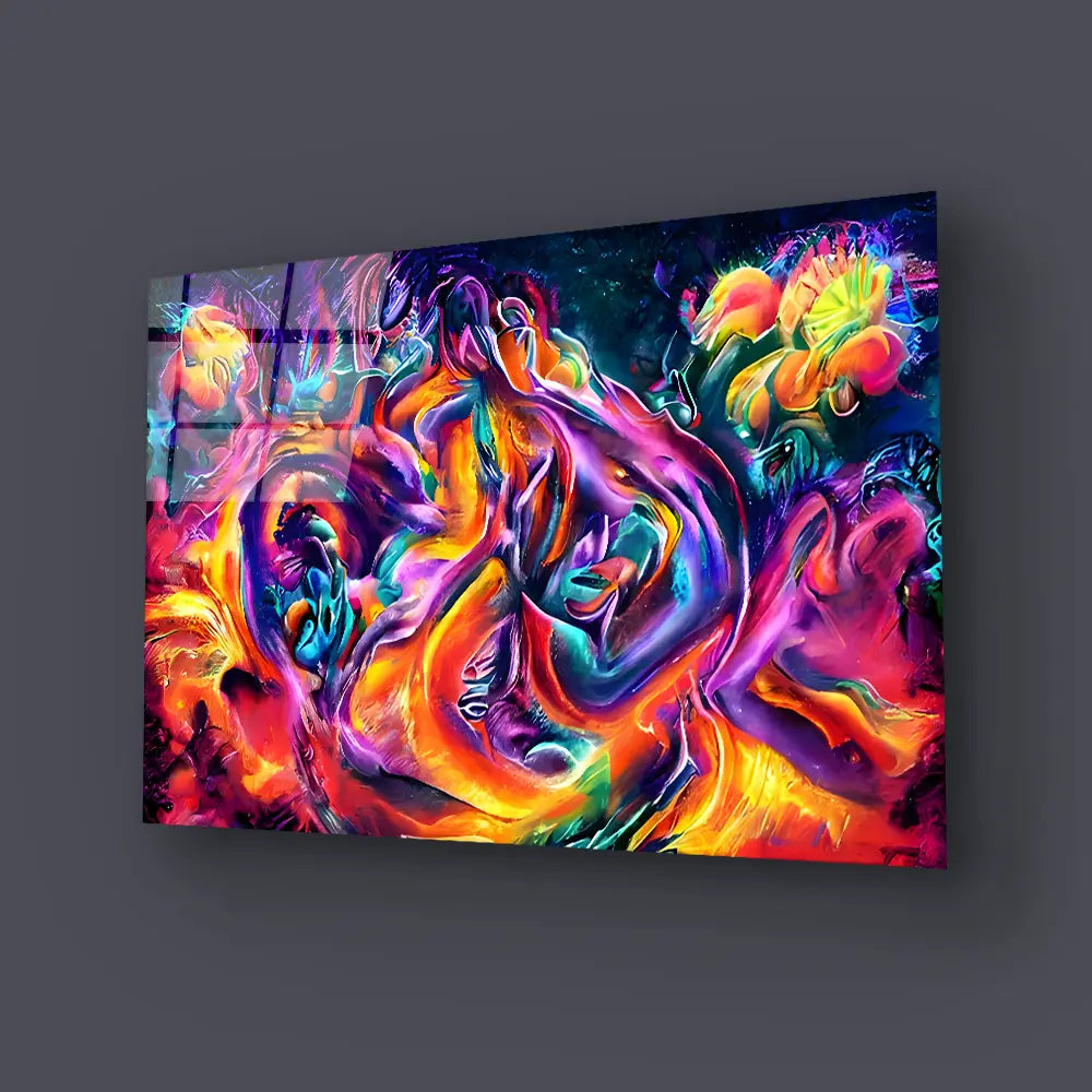 Abstract Colorful Canvas Texture Glass Wall Art