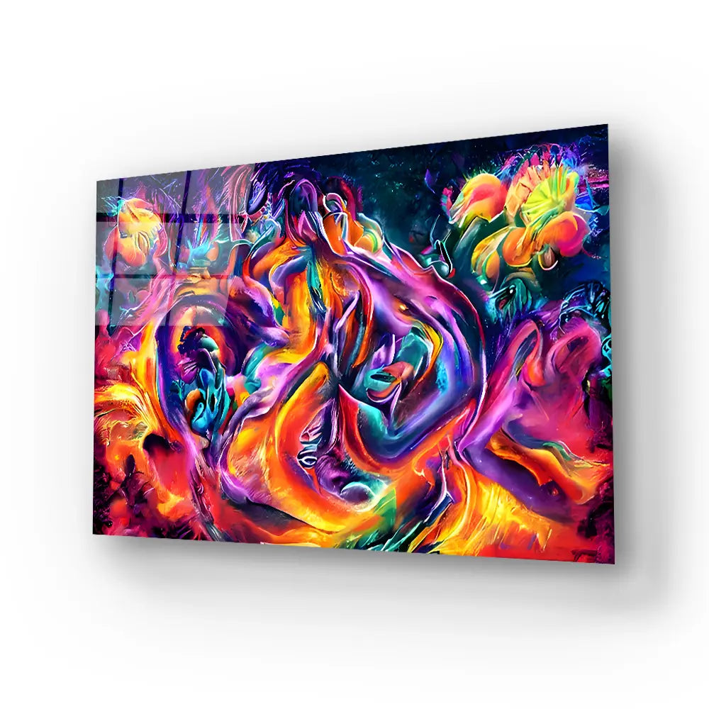 Abstract Colorful Canvas Texture Glass Wall Art