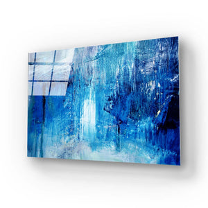 Abstract Art Blue Oil Painting Glass Wall Art