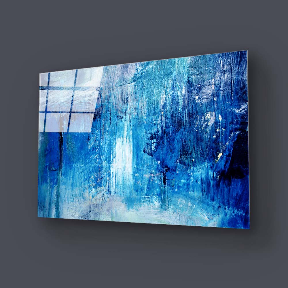 Abstract Art Blue Oil Painting Glass Wall Art