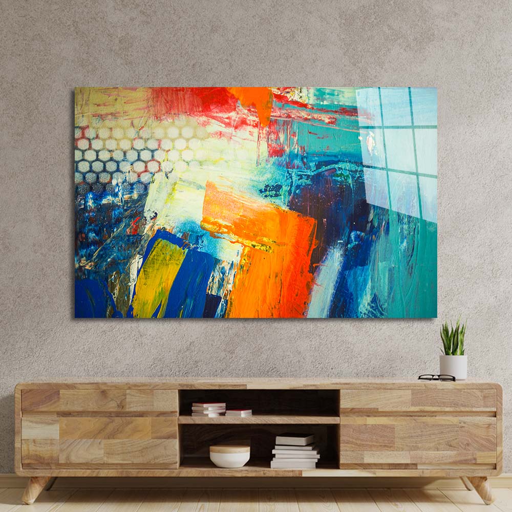 Abstract Art Colourful Oil Painting Glass Wall Art