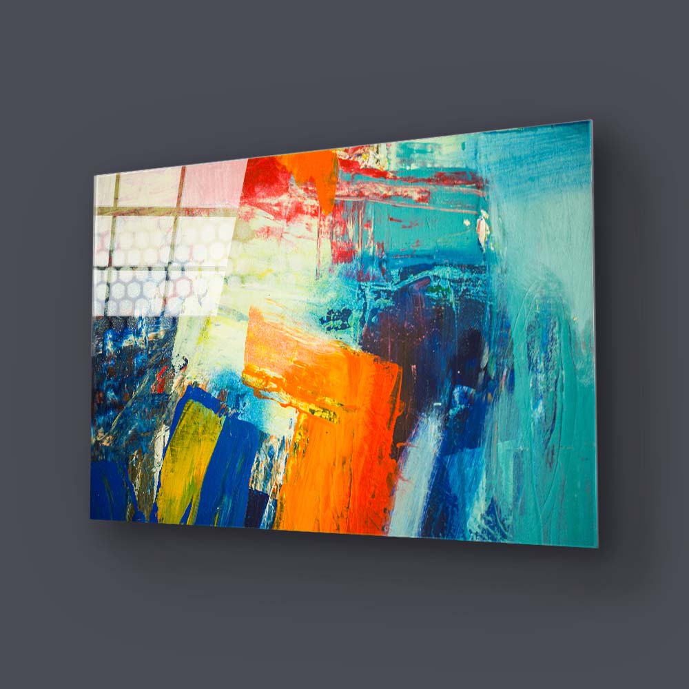 Abstract Art Colourful Oil Painting Glass Wall Art