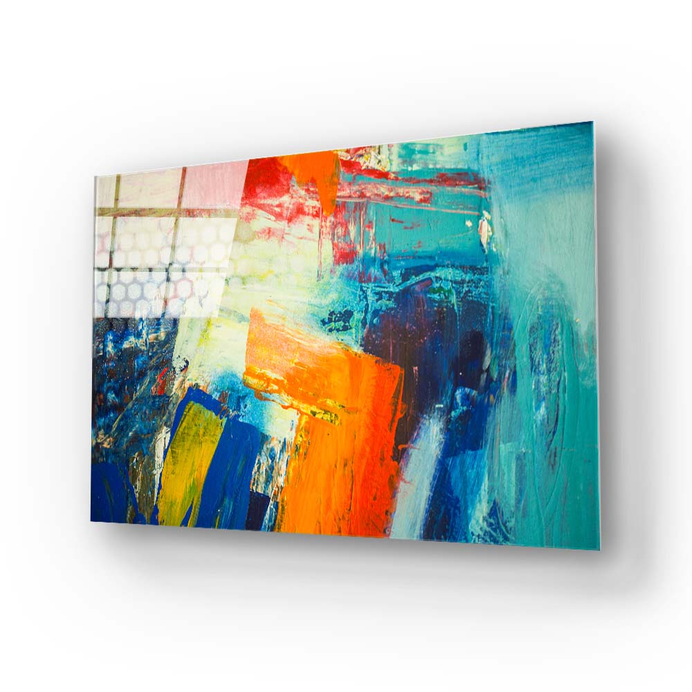 Abstract Art Colourful Oil Painting Glass Wall Art