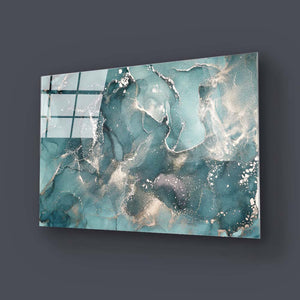 Abstract Blue Alcohol Ink Glass Wall Art