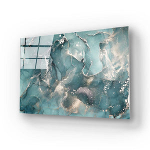 Abstract Blue Alcohol Ink Glass Wall Art