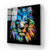 Abstract Blue Lion Glass Wall Art