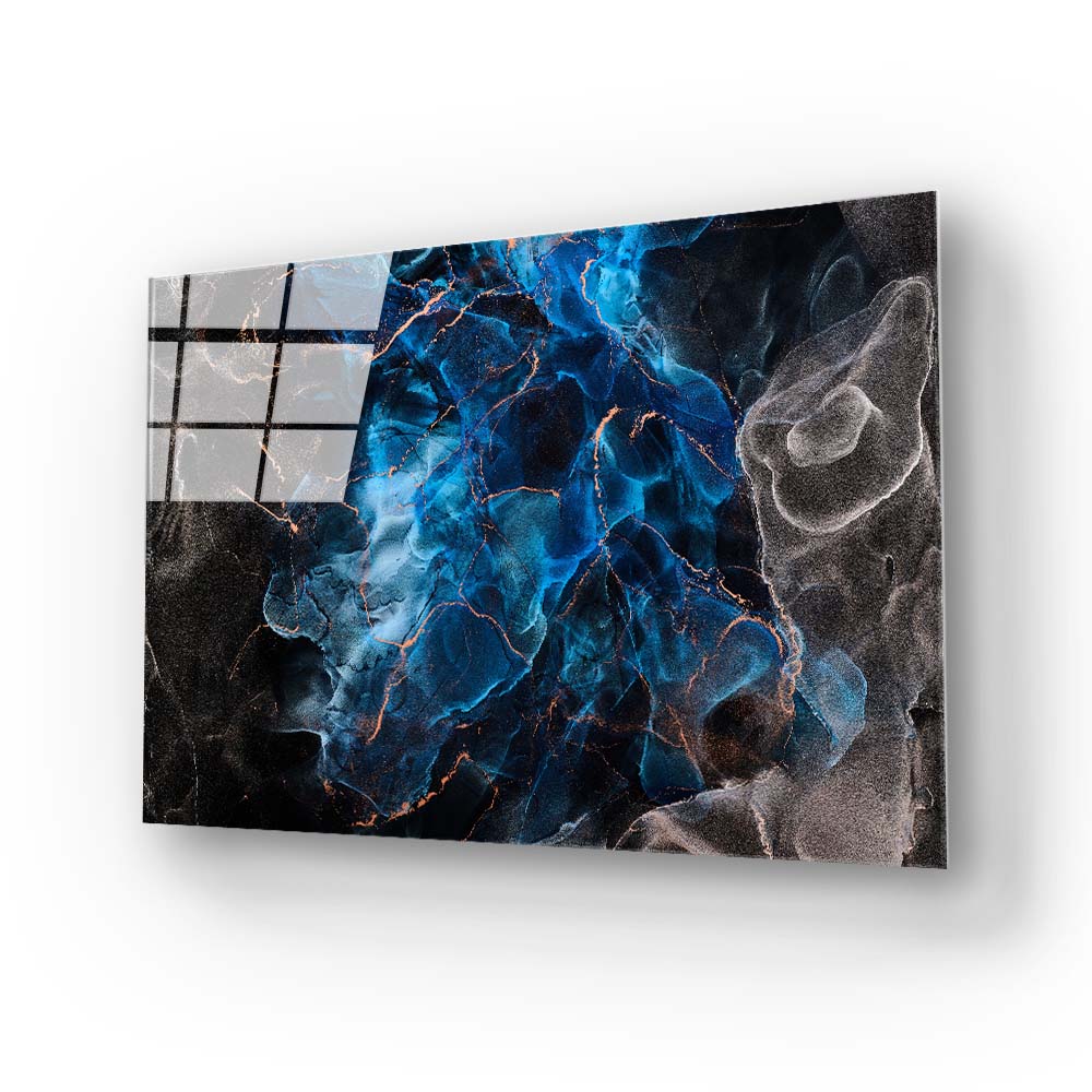 Abstract Blue Marble Glass Wall Art