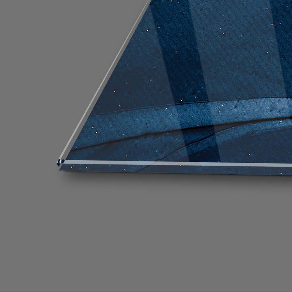 Abstract Blue and Grey Marble Glass Wall Art