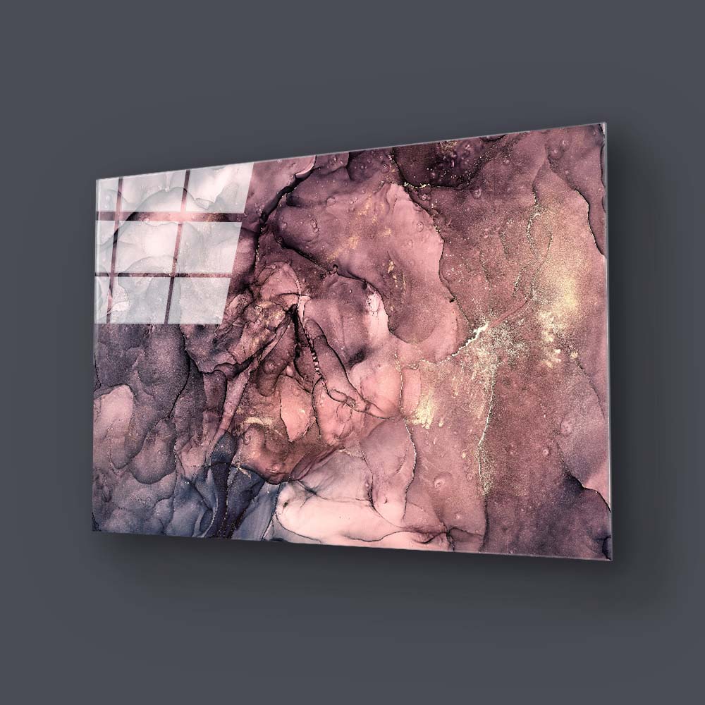 Abstract Blue and Pink Alcohol Ink Marble Glass Wall Art