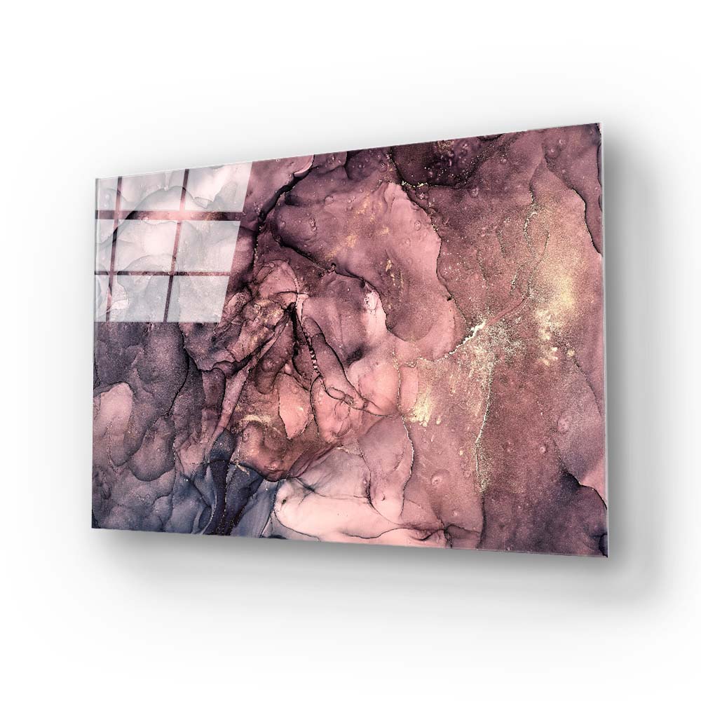 Abstract Blue and Pink Alcohol Ink Marble Glass Wall Art