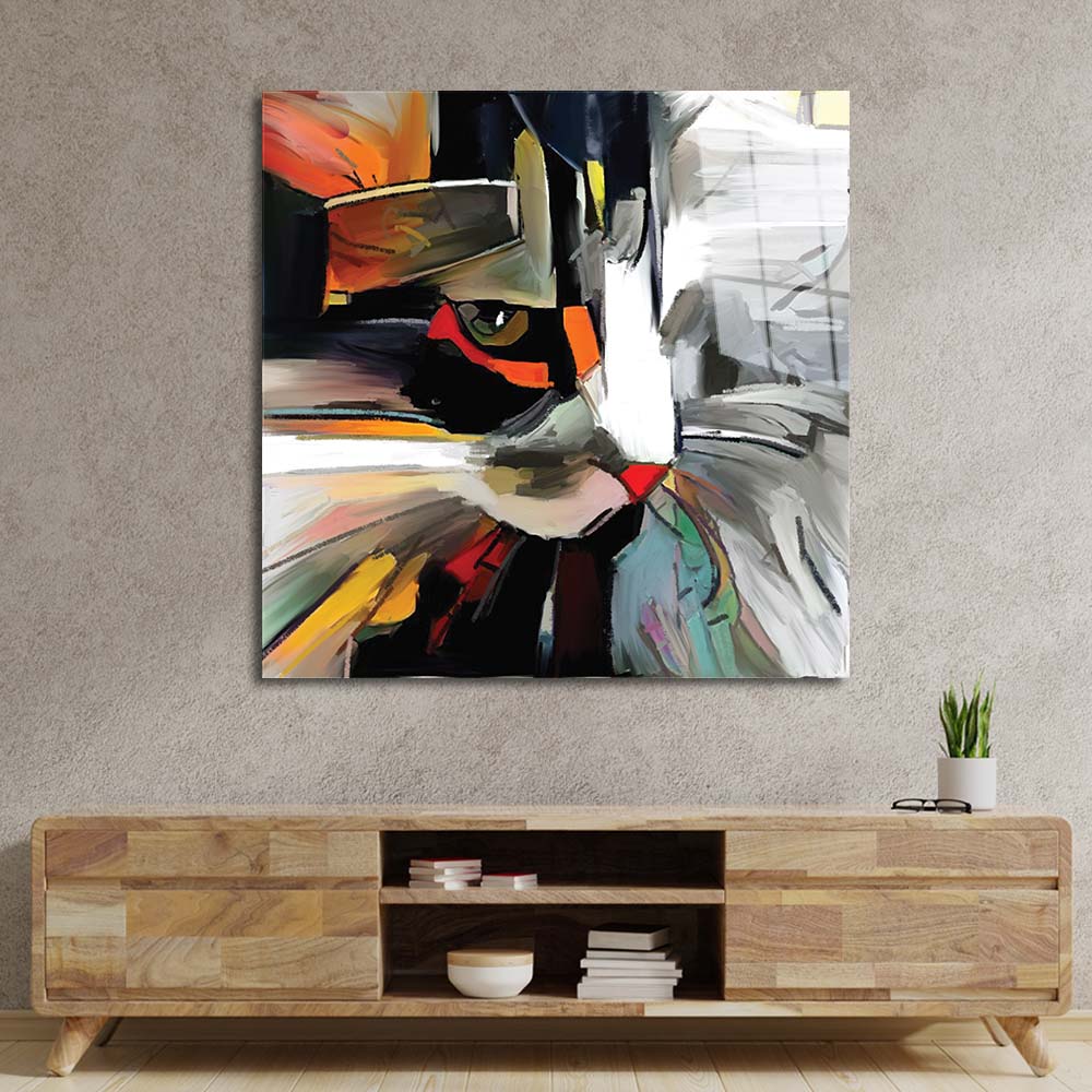Abstract Cat Glass Wall Art