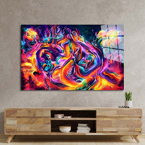 Abstract Colorful Canvas Texture Glass Wall Art