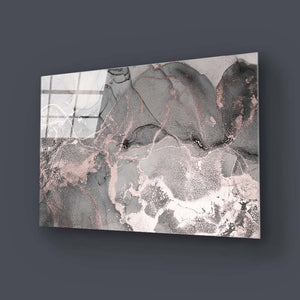 Abstract Grey Marble Glass Wall Art