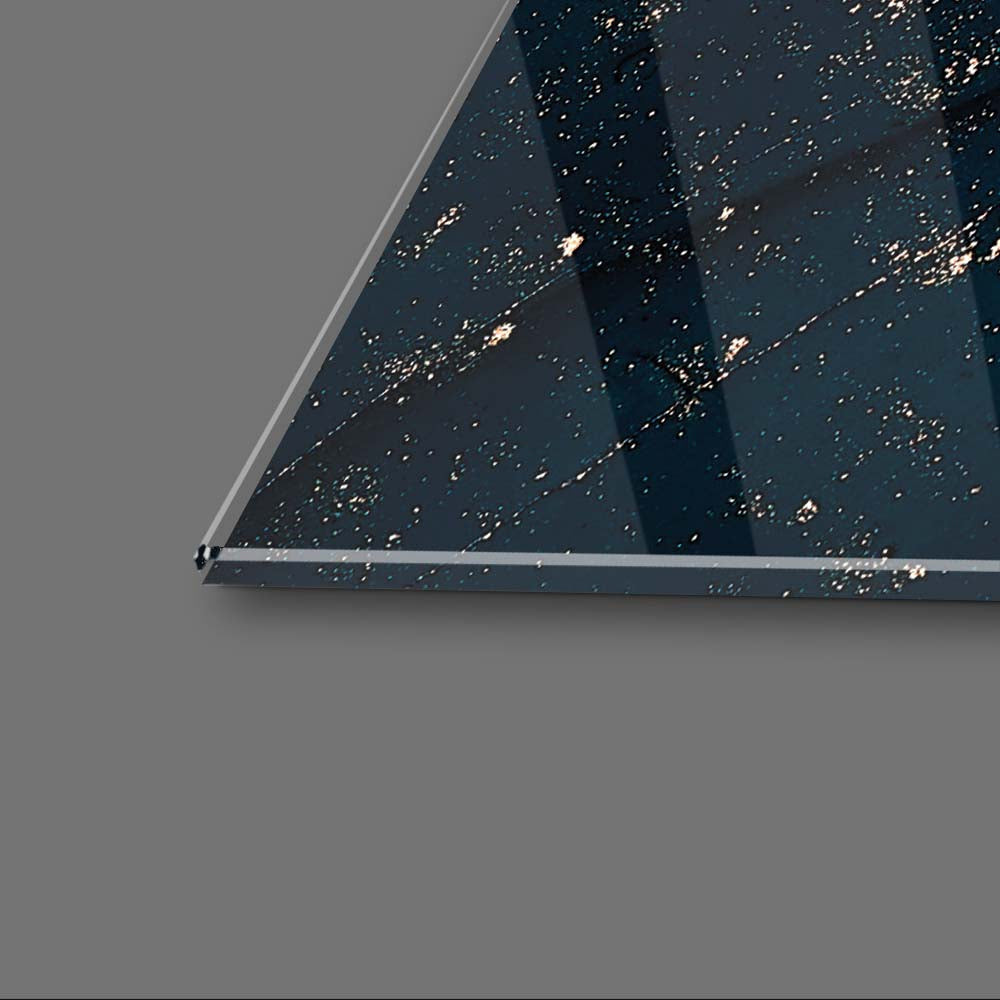 Abstract Heritage Blue Alcohol Ink Marble Glass Wall Art