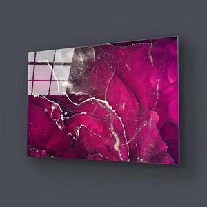 Abstract Hot Pink Alcohol Ink Marble Glass Wall Art
