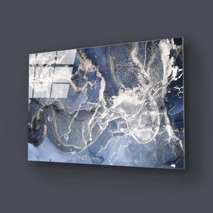 Abstract Light Blue Marble Glass Wall Art