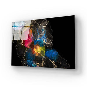 Abstract Multi-Coloured Alcohol Ink Marble Glass Wall Art