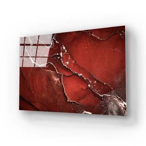 Abstract Red Alcohol Ink Marble Glass Wall Art
