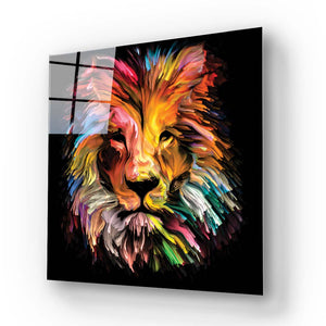 Abstract Red Lion Glass Wall Art