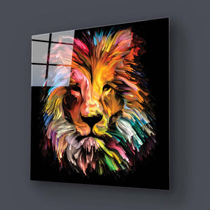 Abstract Red Lion Glass Wall Art