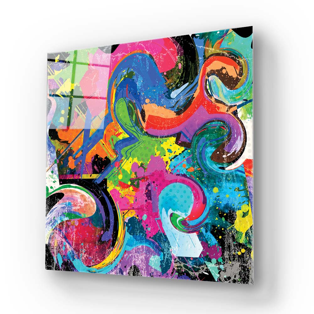 Abstract Spraypaint Square Glass Wall Art