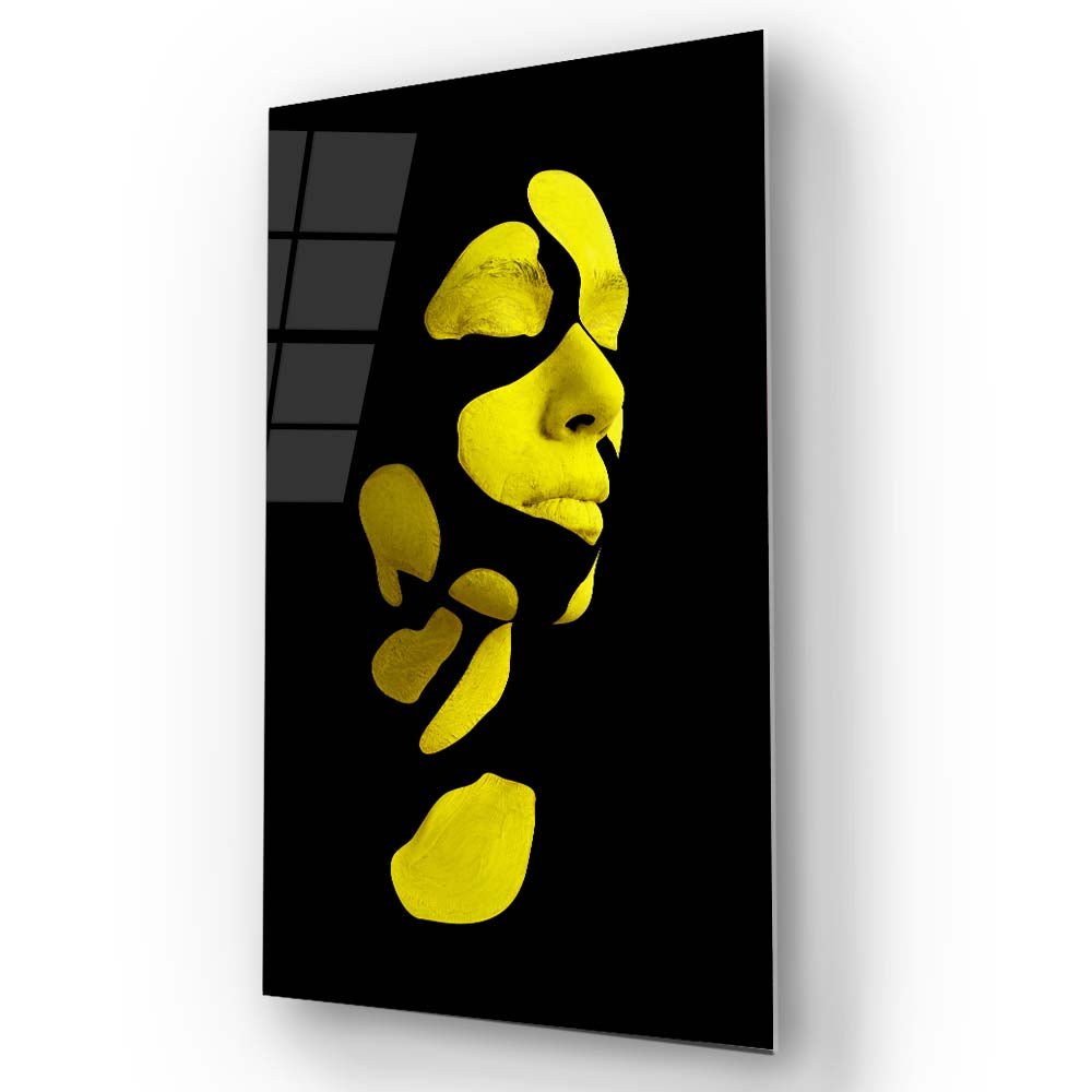 Abstract Yellow Makeup Glass Wall Art