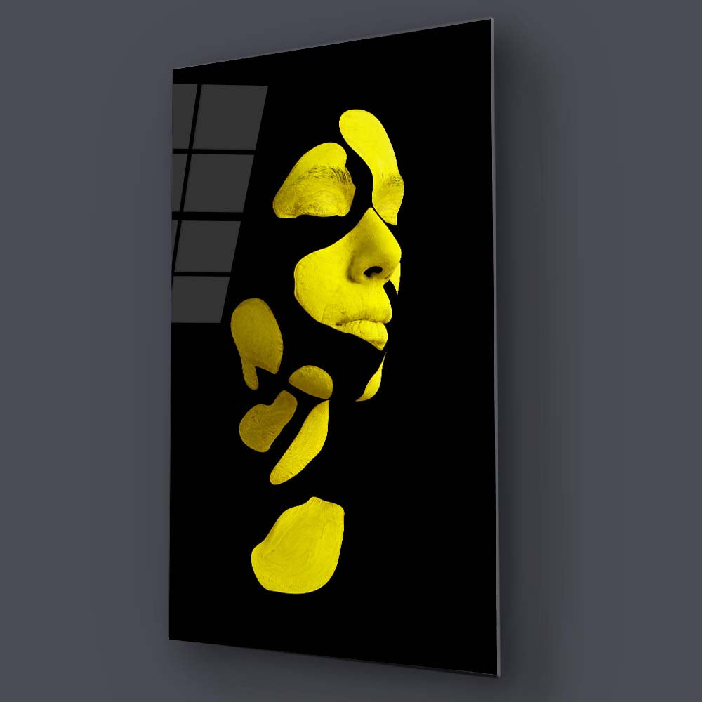 Abstract Yellow Makeup Glass Wall Art