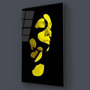 Abstract Yellow Makeup Glass Wall Art