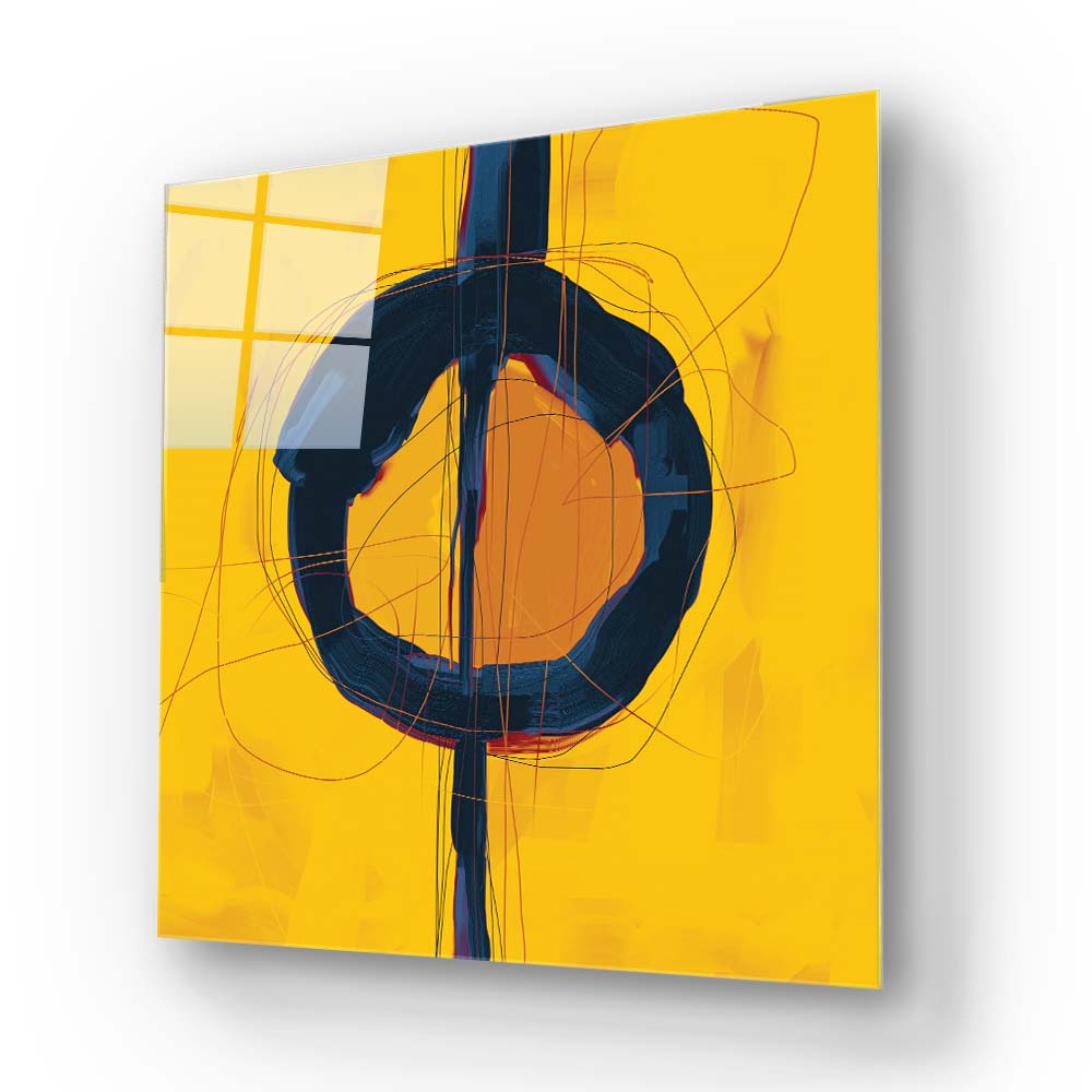 Abstract Yellow Ochre Glass Wall Art