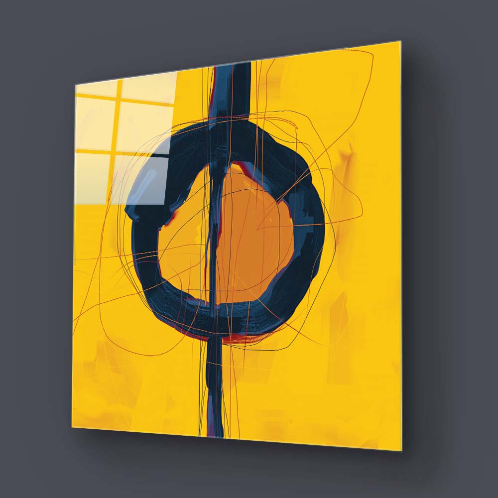 Abstract Yellow Ochre Glass Wall Art