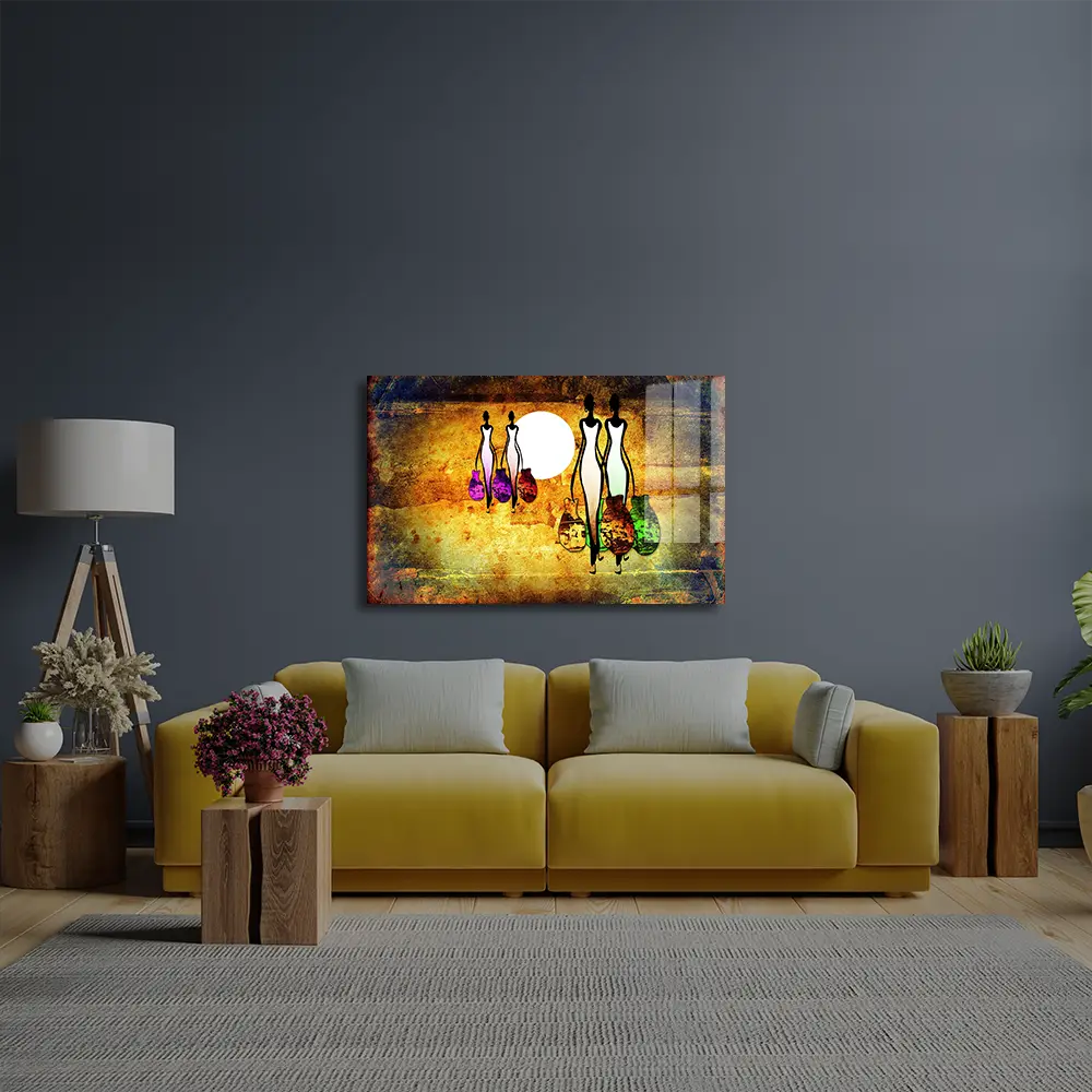 Africa Retro Vintage Style Glass Wall Art