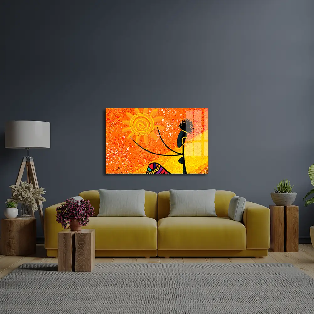 African Girl Holds Sun Glass Wall Art