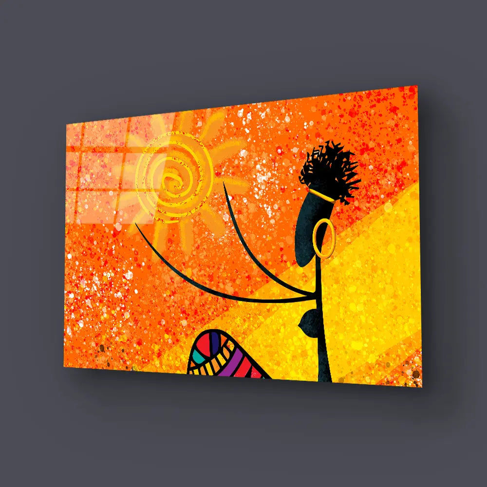 African Girl Holds Sun Glass Wall Art