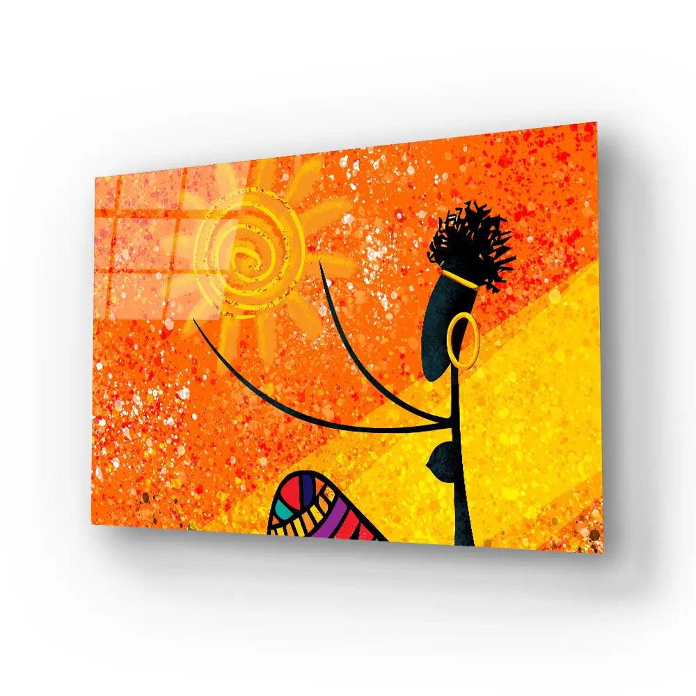 African Girl Holds Sun Glass Wall Art