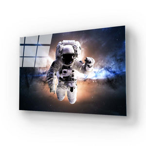 Astronaut in Space Glass Wall Art
