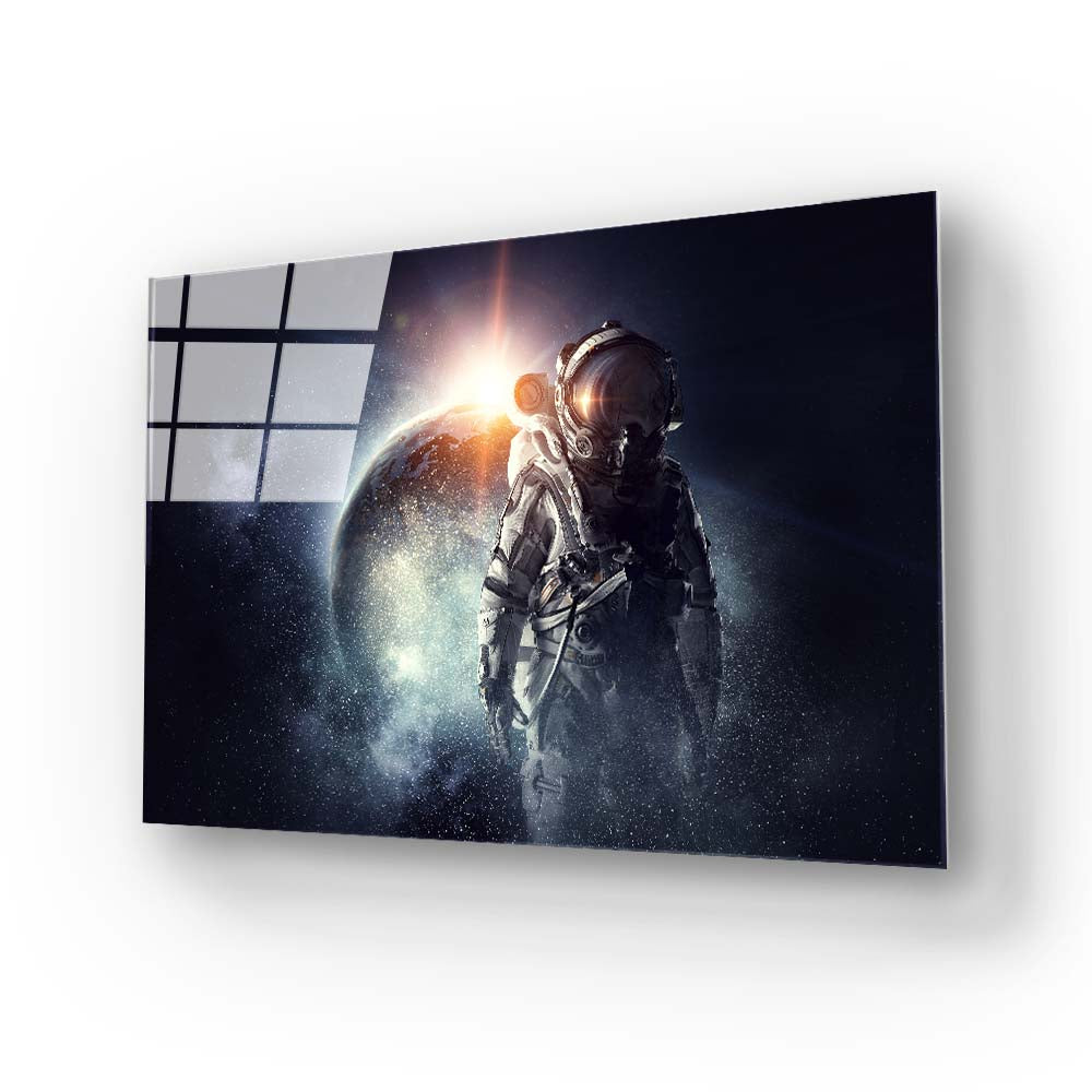 Astronaut on the Moon Glass Wall Art