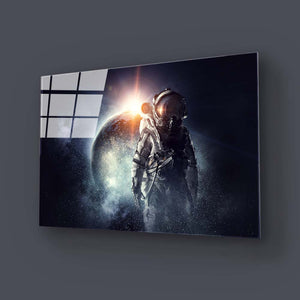 Astronaut on the Moon Glass Wall Art