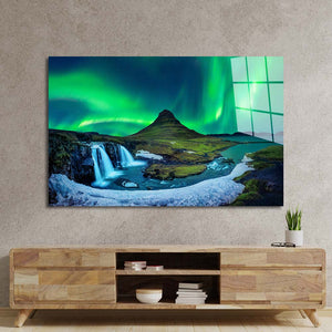 Aurora Borealis Northern Lights Landscape Glass Wall Art