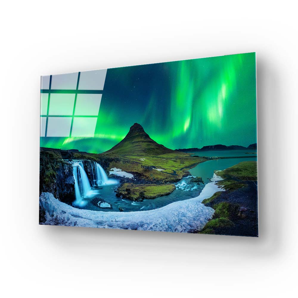Aurora Borealis Northern Lights Landscape Glass Wall Art