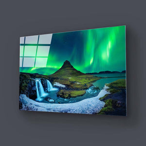 Aurora Borealis Northern Lights Landscape Glass Wall Art