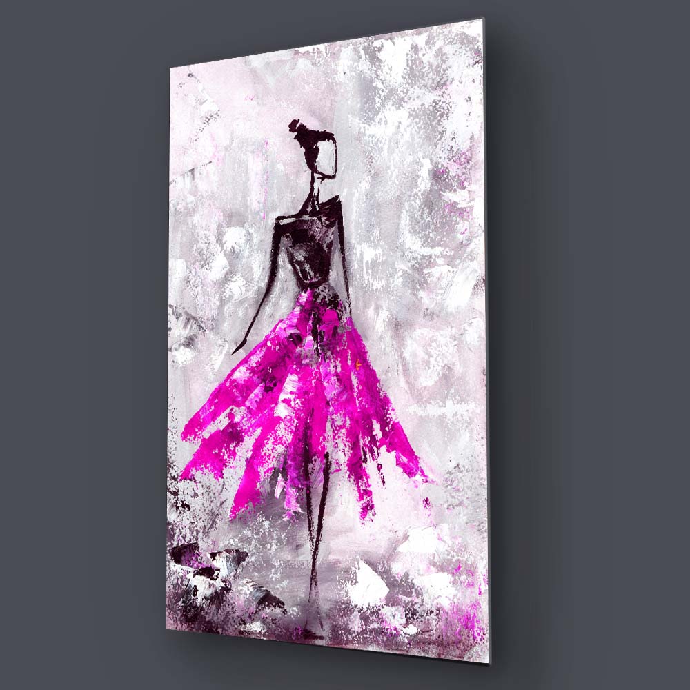 Ballerina in Pink Tutu Glass Wall Art